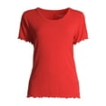 thumbnail image 3 of Time and Tru Women’s Lettuce Edge Short Sleeve T-Shirt, 3 of 6