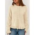 thumbnail image 3 of PRETTYGARDEN Womens Fall Button Down Cardigans Chunky Knit Ruffle Open Front Cropped Cardigan Sweaters Soft Long Sleeve Tops, 3 of 9