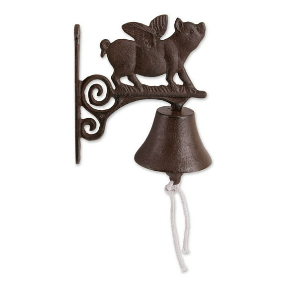 Home Decorative Wall-Mounted Cast Iron Pig With Wings Bell