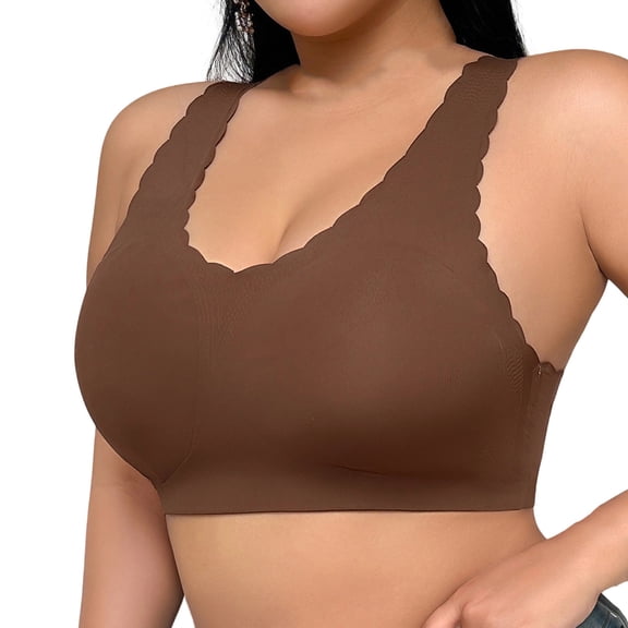 Ohufall Women's Beauty Back Bra Breathable Plus Size Underwear Gathered Seamless No Underwire Bras,40A/B/C-46A/B/C
