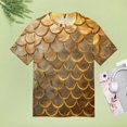 thumbnail image 4 of Mermaid Fish Scales Womens Tops Women's Fashion Casual Short Sleeve Flower Print Round Neck Pullover Top Blouse, 4 of 6