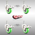 thumbnail image 2 of 3 Inch 316SS Green Polyurethane Wheel Swivel 12mm Stem Caster Set Lock Brake, 2 of 2