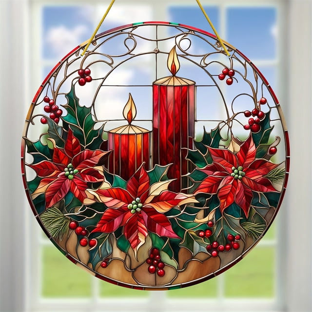 Xihbxyly Colgante de Estrella Navideña, Disco Acrílico Colorido, Decoración Festiva para El Hogar, Cadena Fácil de Instalar, Versátil para Colgar En La Pared, Ventana o Porche, Regalo Navideño, Calid