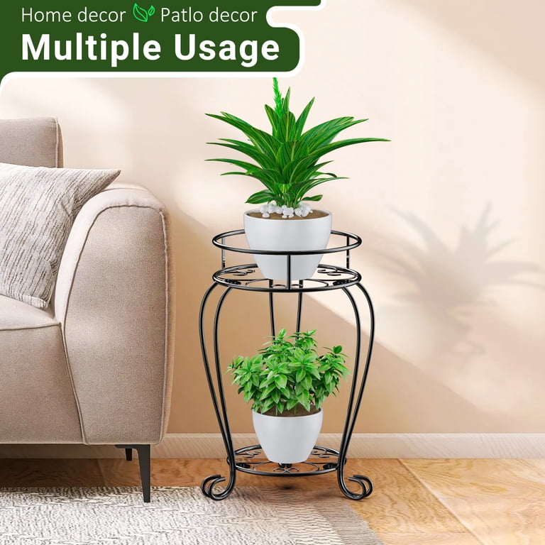 2-Tier Metal Plant Stand with Heart-Shaped Details photo 7
