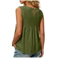 thumbnail image 7 of Womens Summer Shirts Casual Crew Neck Side Tie Tank Top Flowy Peplum Camisole for Daily Vacation Green L, 7 of 7