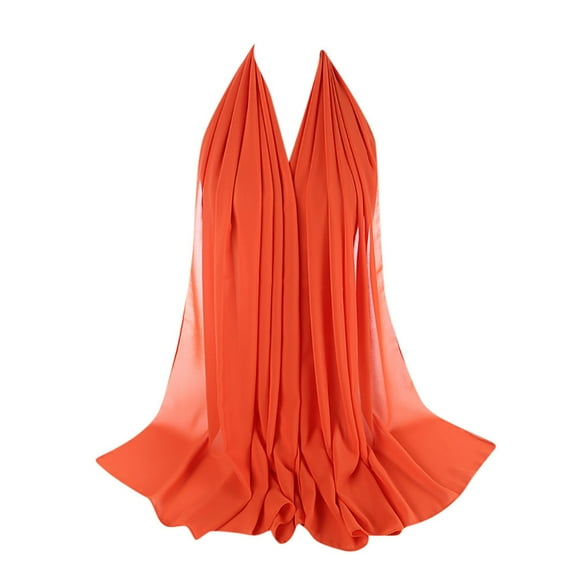 nochalofo Orange Silk Scarf for Hair, Women Plain Bubble Chiffon Scarf Hijab Wrap Printe Shawls Headband Muslim Hijabs