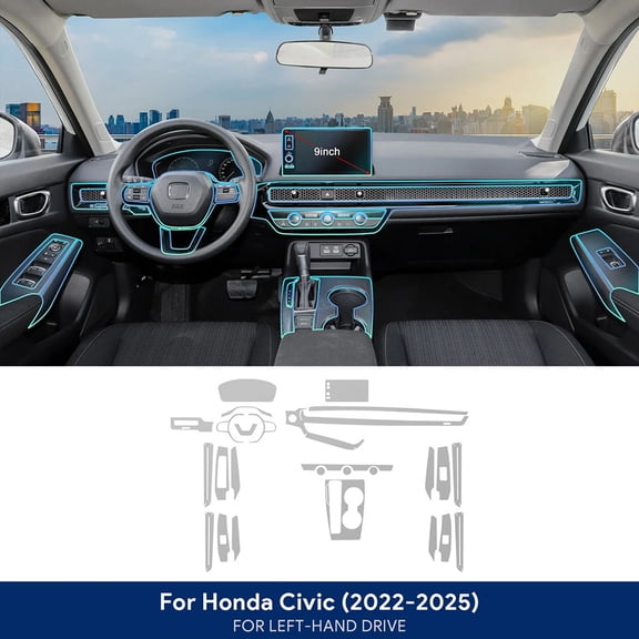 Tpu Film for Honda 11th Civic Hybrid Version 2022-2025 Car Interior Sticker Dashboard Screen Protection Film Car Transparent