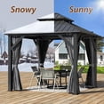 thumbnail image 4 of 8.5 X 8.5FT Hardtop Gazebo, Galvanized Steel Double Roof Gazebo with Nettings and Curtain Outdoor Aluminum Frame Vertical Stripes Roof Permanent for Patio, Backyard, Lawns, 4 of 6