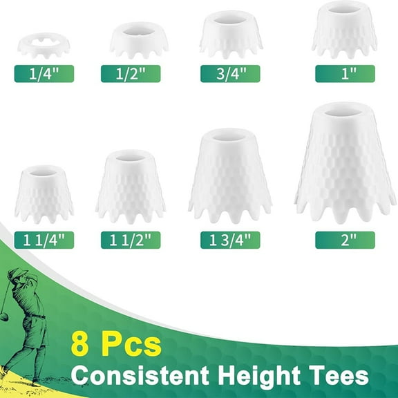 8 Pc Golf Tees Height From 1/4 Inch to 2 Inch Home Practice Training Golf Simulator Tees for Outdoor Indoor Driving Golf
