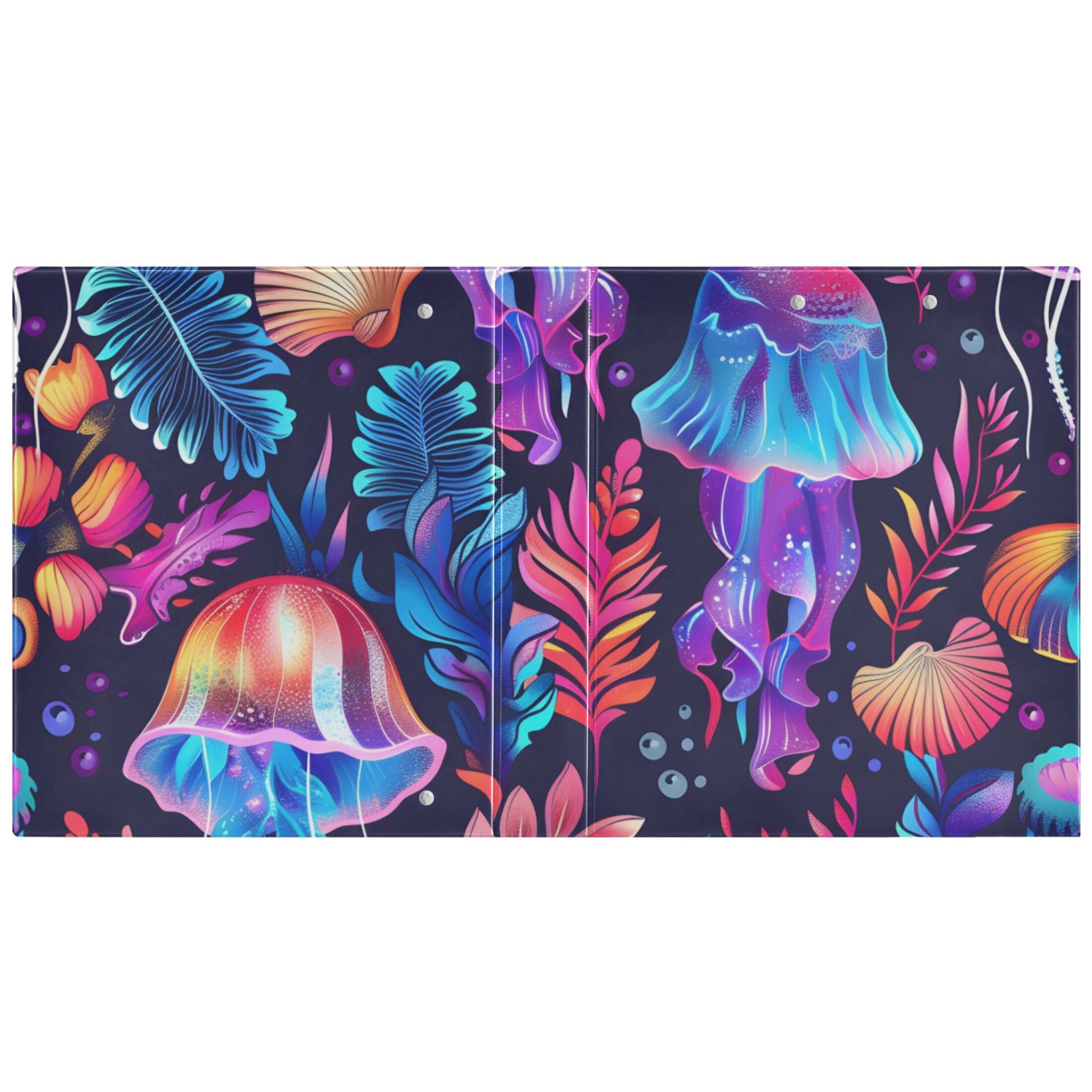 Jellyfish Leaves Colorful 3 Ring Binders 1.5 inch Hardcover File Folders with Interior Pockets A4 Size Organizer for School Office Hospital