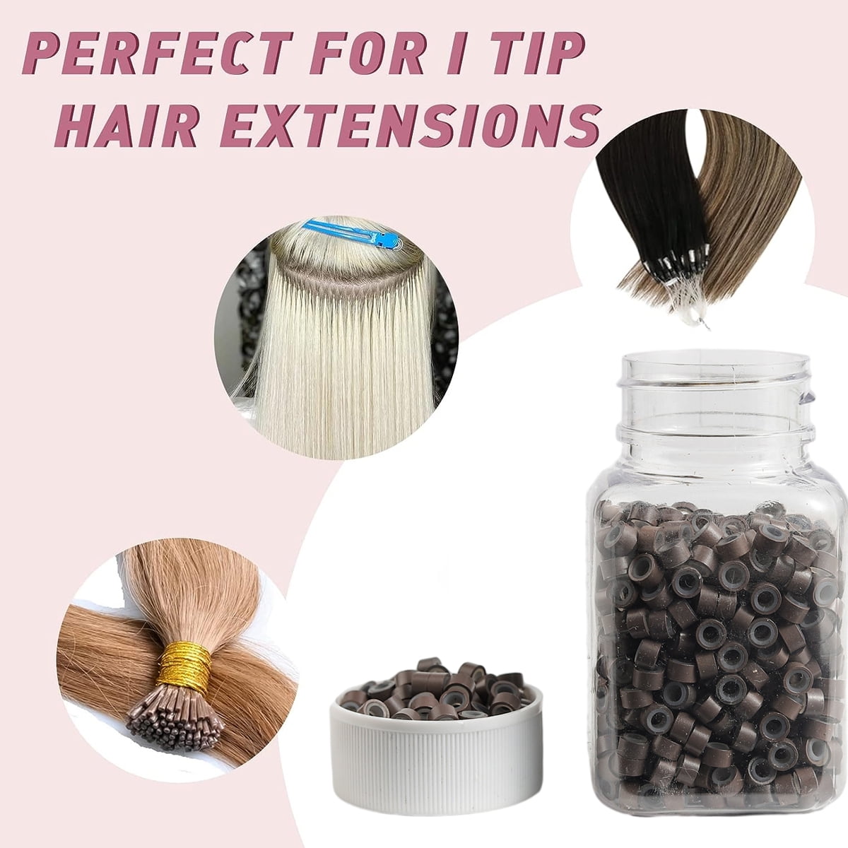 Silicone Hair Extension Micro Beads for I-Tips & Beaded Row