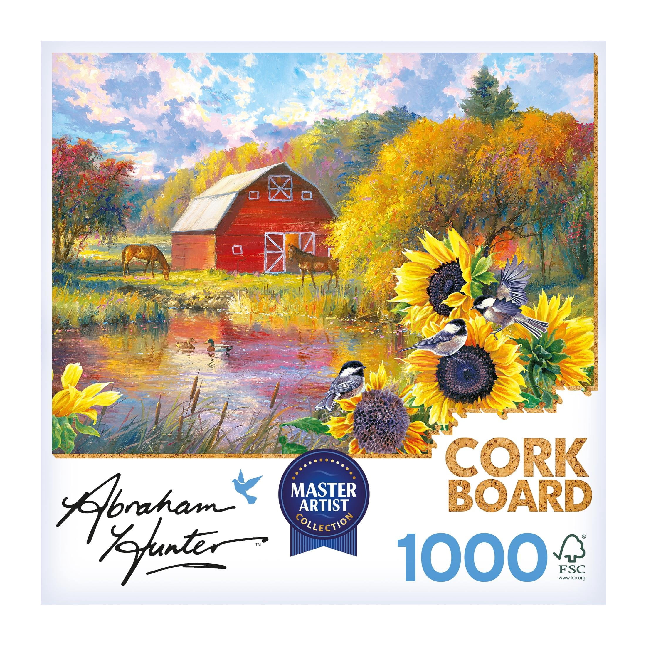 RoseArt Abraham Hunter 1000-Piece Green Mountain Farm Cork Adult Interlocking Jigsaw Puzzle