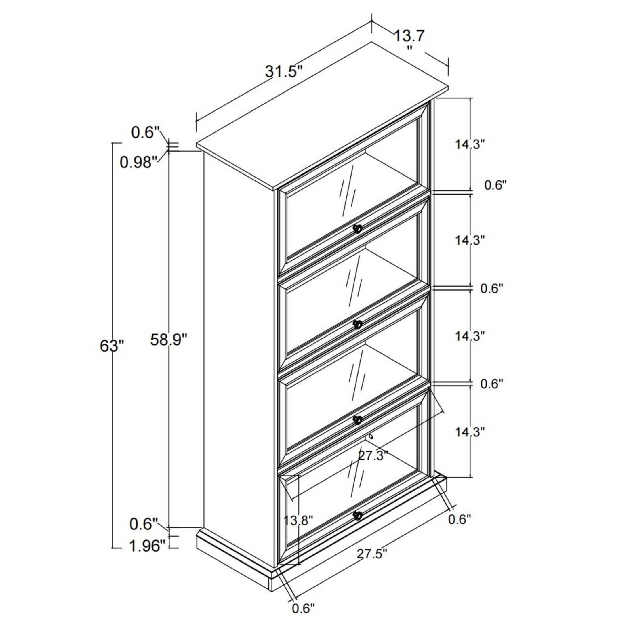 Noble House Oprah 63" 4-Tier Glass Display Cabinet, Flip-Up Door Curio Bookcase for Collectibles, Brown
