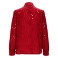 thumbnail image 6 of Ounisa Womens Blouses V Neck Eyelet Lapel Tops Sheer Long Sleeve Shirts Embroidered Blouses 2025 Fashion, 6 of 8