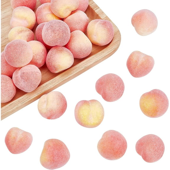 30Pcs Mini 1.3 Inch Artificial Fruit Peach Realistic Fake Fruit Lifelike Peach Simulation Foam Fruit Peach for Floral Arrangements Christmas Home Kichen Display Decor