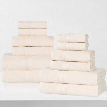 Superior Eco-Friendly Cotton Solid 12-Piece Ivory Towel Set