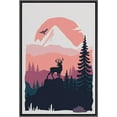 thumbnail image 3 of PixonSign Framed Canvas Print Wall Art Elk Overlooks Orange Mountains Animals Wilderness Illustrations Modern Art Rustic Landscape Relax/Calm Warm Boho Decor for Living Room, Bedroom - 24"x36" Black, 3 of 5