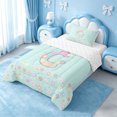 thumbnail image 2 of meiyoeat Colorful Flower Monogram C Twin Comforter Sets,Pastel Rainbow Letter Design Bedding Set For Girl,Reversible,2 Pieces,1 Comforter and 1 Pillowcase, 2 of 7