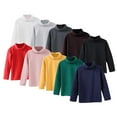 thumbnail image 3 of Girls Long Sleeve Turtleneck Top Soft Cotton Knit Pullover Basic Solid Mock Neck Shirt for Kids Youth School Wear (Navy,140), 3 of 7