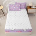 thumbnail image 4 of Manfei Cartoon Kitten Zipper Full Size Comforter Sets with Fitted Sheet and 2 Pillowcases, Valentine's Day Love Heart Balloon Zipper Bedding Set, Purple, Reversible, 4 Pieces, 4 of 7