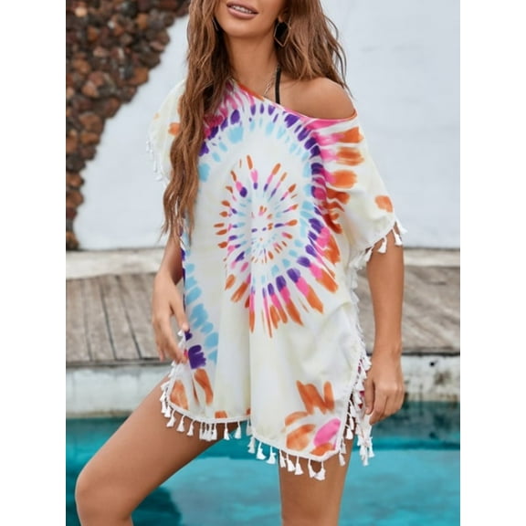 Charmo Womens Chiffon Tassel Beachwear Cover Up Beach Bikini Swimsuit Cover-ups