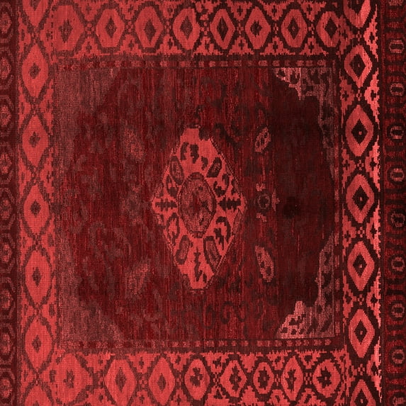 Ahgly Company Indoor Square Abstract Red Modern Area Rugs, 5' Square