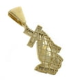 thumbnail image 2 of Men's Genuine Natural .33ct Diamond Cross W/ Praying Hand Charm Pendant Gold Tone, 2 of 4