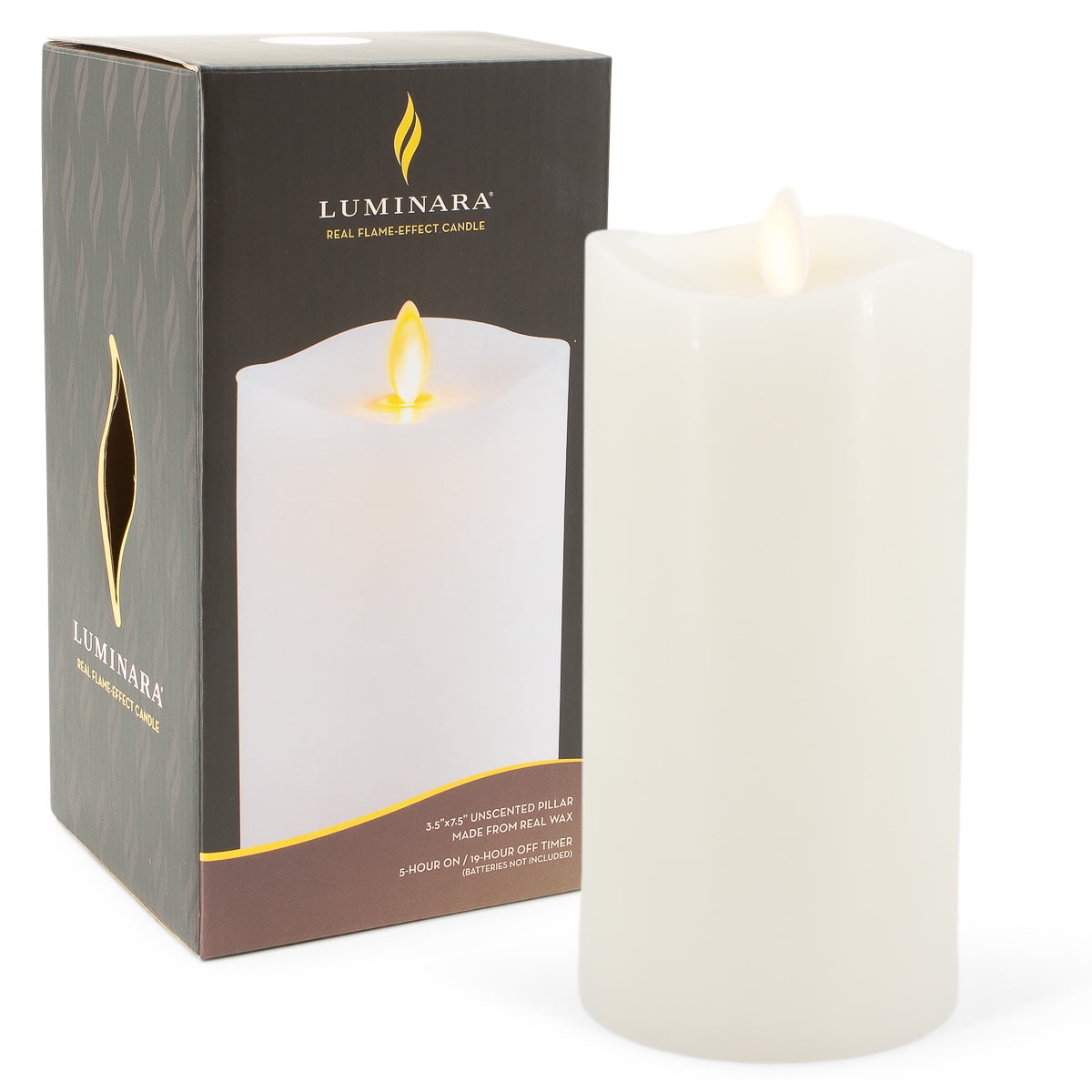 Moving Flame Luminara® Real Wax Flameless LED 7" Cinnamon Scented Pillar 