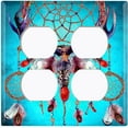 thumbnail image 3 of Metal Light Switch Plate Cover Beaded Feather Dreamcatcher Teal DRM004, 3 of 13