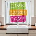 thumbnail image 2 of Ambesonne Saying Kitchen Curtains, Live Laugh Love Vibrant, 55"x45", Lime Green Orange Pink, 2 of 3