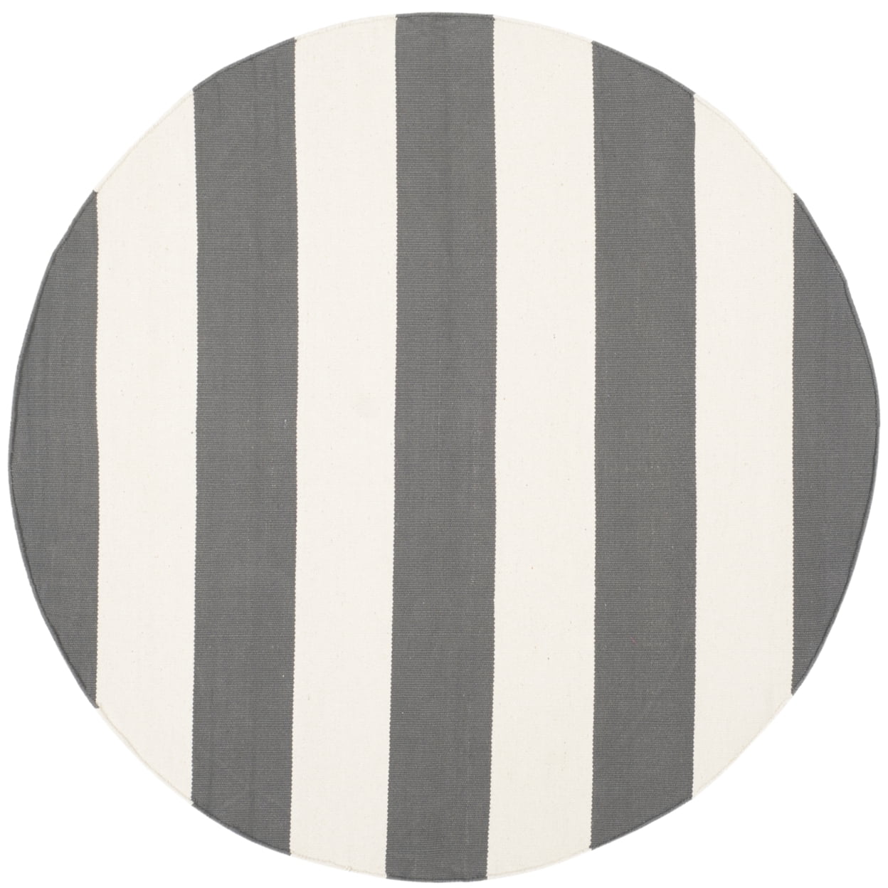 SAFAVIEH Montauk Saranna Striped Cotton Area Rug, Grey/Ivory, 8' x 8' Round