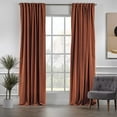 thumbnail image 2 of 3S Brother's Extra Long Room Darkening 108" Length Faux Velvet Burnt Orange Curtain Drapes - Hanging Back Tab 5-25 Feet Custom Made ( 1 Panel ) - Made in Turkey (100"Wx108"L), 2 of 5