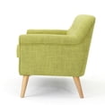 thumbnail image 4 of Pale Green Loveseat Sofa Two-Seater with Mid-Century Modern Design, Fabric Upholstery, Button-Tufted Back, Solid Wood Frame for Living Room or Bedroom, 4 of 9