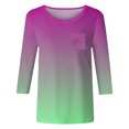thumbnail image 4 of T-shirts pour Femmes Manches 3/4 Été Polyvalent Simple Imprimé Col Rond T-Shirts Femmes Rose Vif m, 4 of 4