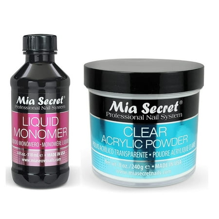 Mia Secret Liquid Monomer 4 oz and CLEAR Powder 8 oz