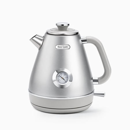 hazel quinn retro electric kettle - 1.7l stainless steel with thermometer  fast boiling  space gray | new