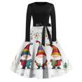 thumbnail image 2 of Christmas Dresses for Women Women's Casual Fashion Print Long Sleeve Dress Cutout Party Casual Round Neck Dress for Christmas Celebration,White,XL, 2 of 4