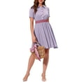 thumbnail image 5 of INSPIRE CHIC Women's A-Line Button Smocked Color Block Summer Dress, 5 of 6