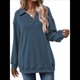 thumbnail image 2 of Sudadera con Cuello en V y Larga para Mujer, Estilo Informal, Holgado, de Punto, Estilo Túnica, para Otoño Azul Marino M, 2 of 7
