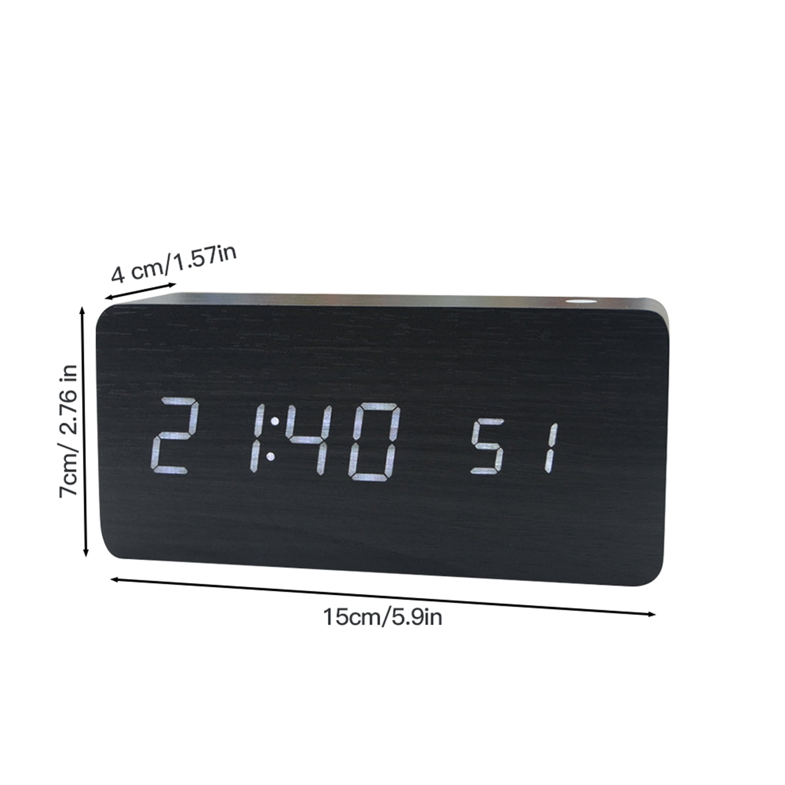 BIMZUC Wooden Digital Alarm Clock 8 Levels Adjustable Brightness LED Display Sound Control Date Temperature Display Minimalist Bamboo Design 5.9 inches