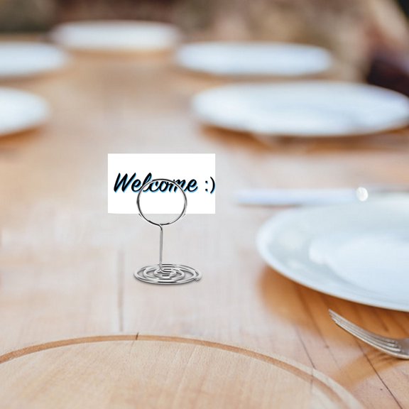 HEATSHAKING 24Pcs Plated Silver Wire Table Number Holders and Photo Display Stands for Home Use