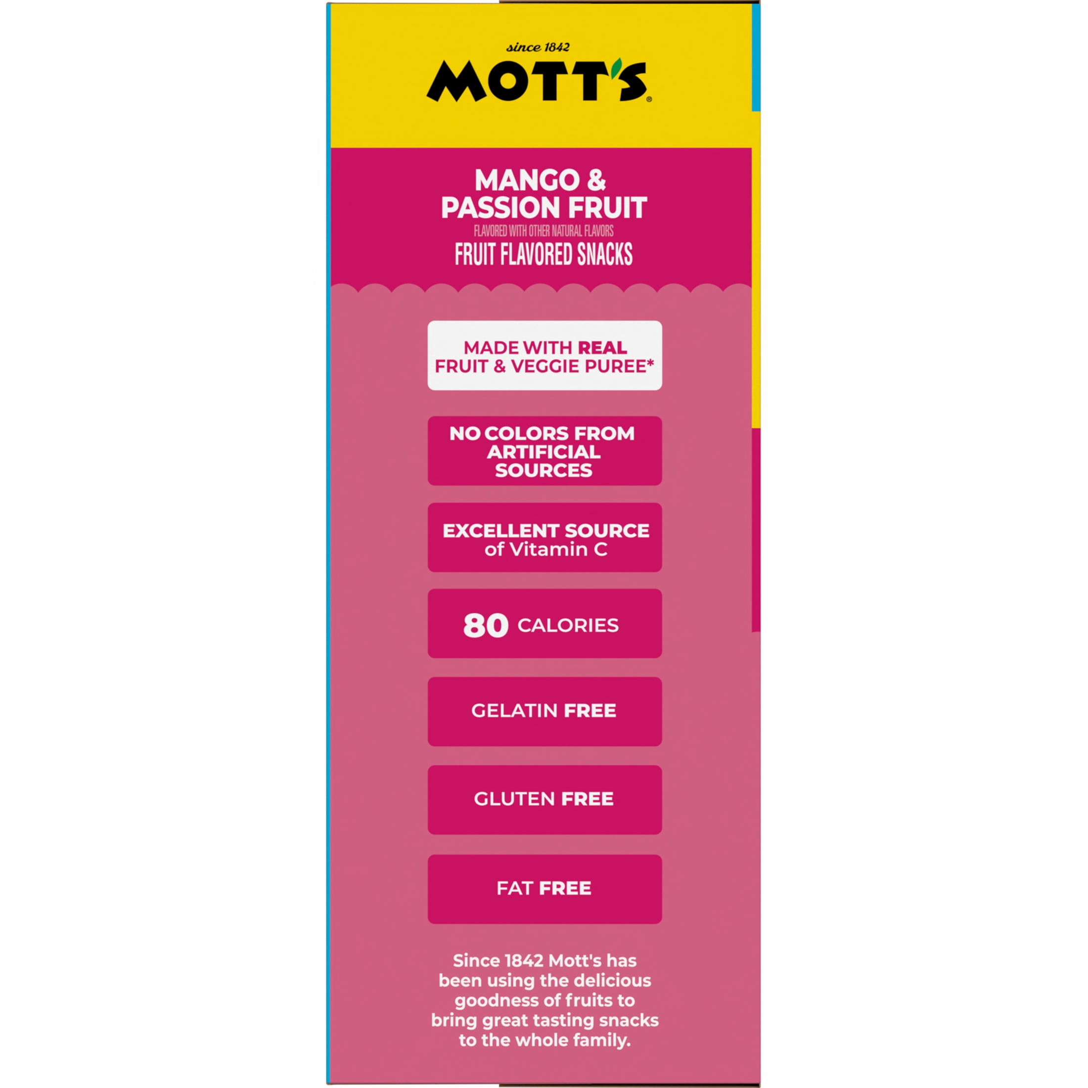 Mott's Fruit Flavored Snacks, Mango and Passion Fruit, Gluten Free, 40 Count, 32 oz