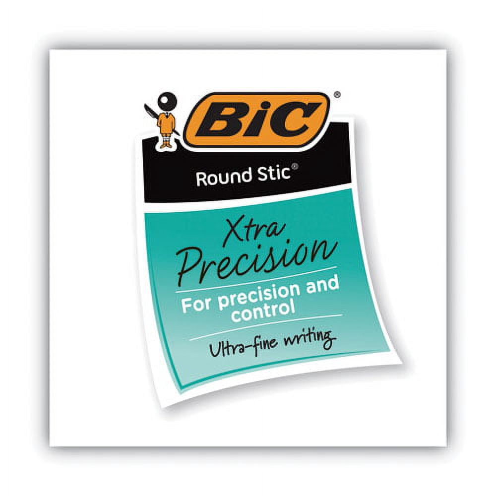 Round Stic Xtra Precision Ballpoint Pen, Stick, Fine 0.8 Mm, Blue Ink, Translucent Blue Barrel, Dozen | Bundle of 10 Dozen
