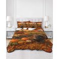 thumbnail image 2 of Quilt King Size Bedding Set, Fall Turkey Reversible Summer Quilt 3 Pieces, Thanksgiving Country Pumpkins Maple Leaves Lightweight Bedspreads Coverlets with 2 Pillow Shams for All Seasons, 2 of 5