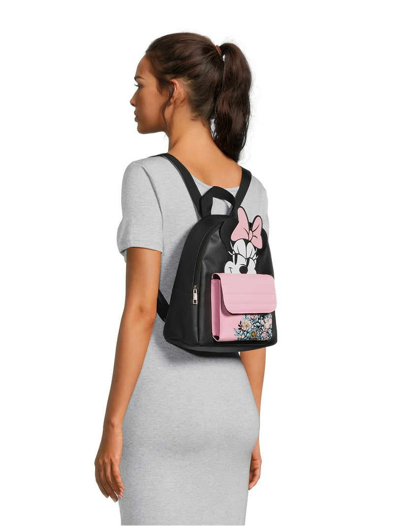 Loungefly Disney Minnie Mouse Black and Pink Backpack Set Minnie Mouse Floral Rocks The Dots Mini Backpack | Loungefly main image 2