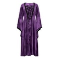 thumbnail image 4 of Idoravan Costume Party Dresses for Women October Party Dresses Women Women‘s ’Renaissance Costume Gown Lace Up Trumpet Sleeves Gothic Medieval Dresses Purple XXL, 4 of 6