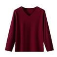 thumbnail image 2 of zbxnLI Men's Thermal Underwear Tops V Neck Long Sleeve Shirts Slim Basic Layer Tees Casual T-Shirts, 2 of 3