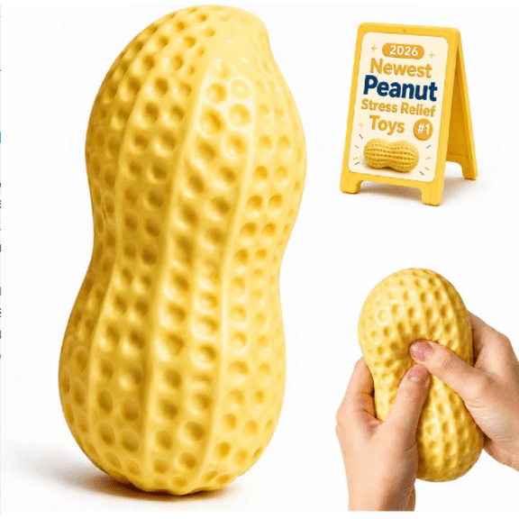 Peanut Stress Ball, Crunchy & Crispy Sensory Squeeze Ball with Buttery-Soft Feel, Fidget Tool for Adults Anxiety Relief