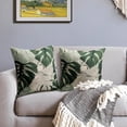 thumbnail image 3 of Tropical Pillow Covers 18x18 Set of 2 Green Leaves Monstera Leaf Decorative Throw Pillows Summer Hawaii Style Outdoor Pillowcases Linen Cushion Case Decor for Home Couch Sofa Bed, 3 of 6