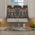 thumbnail image 2 of Yayeee Kitchen Curtains Tier Pair Light Filtering 27"x36" Rod Pocket Short Cafe Window Panel, Black Halloween Dancing Skeleton, 2 of 7